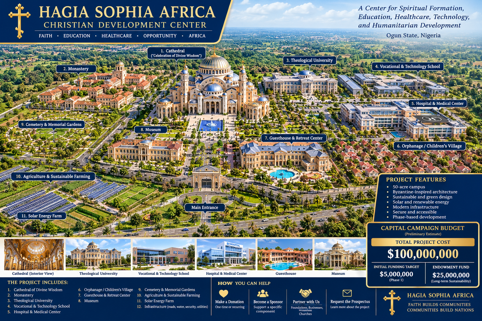 Complete campus layout of Hagia Sophia Africa Christian Development Center, Ogun State, Nigeria