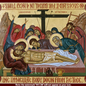 Burial of Christ (Epitaphios, Inscription in English)